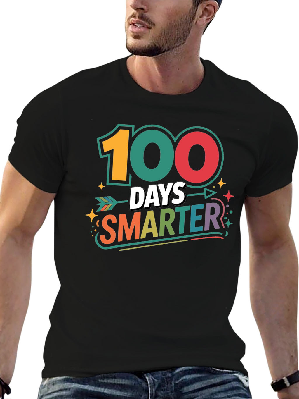 100 Days Smarter Black T-Shirt