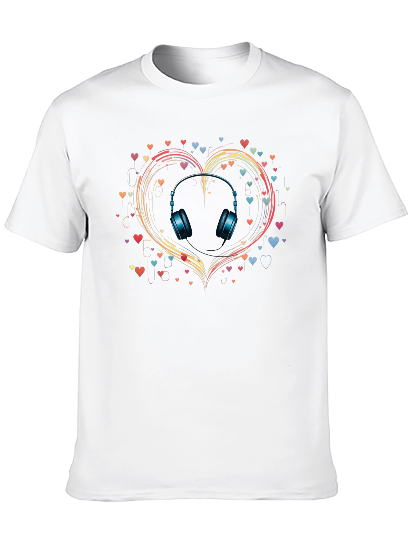 Music Lover T-Shirt: Headphones in Heart Design