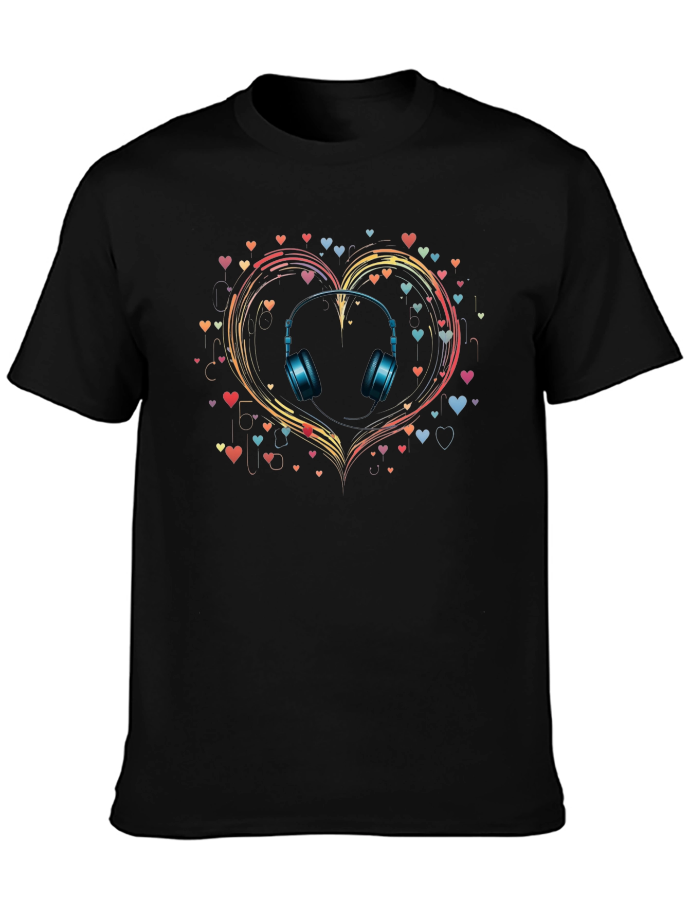 Music Lover T-Shirt: Headphones in Heart Design