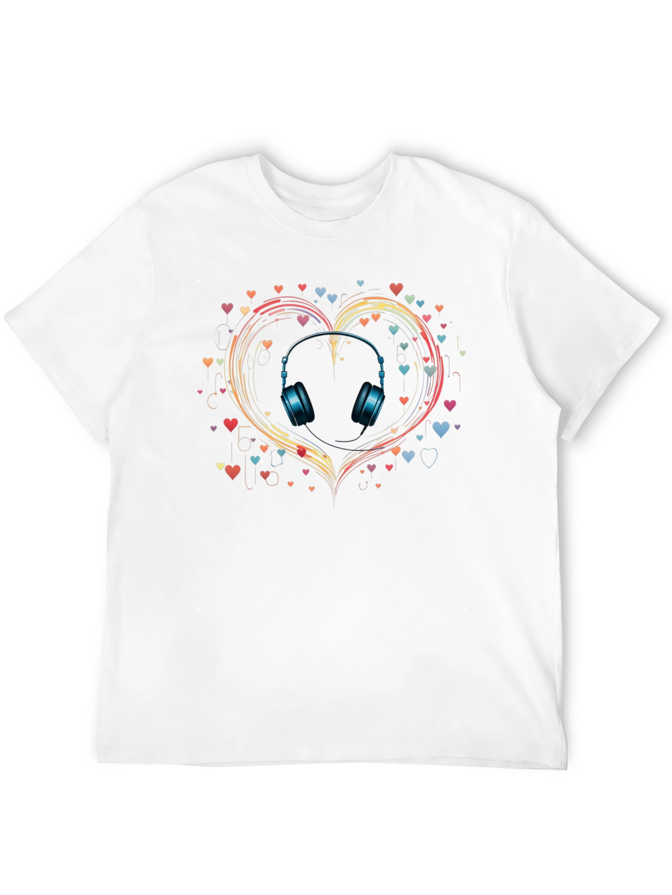 Music Lover T-Shirt: Headphones in Heart Design