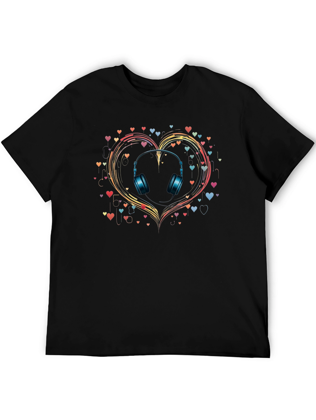 Music Lover T-Shirt: Headphones in Heart Design