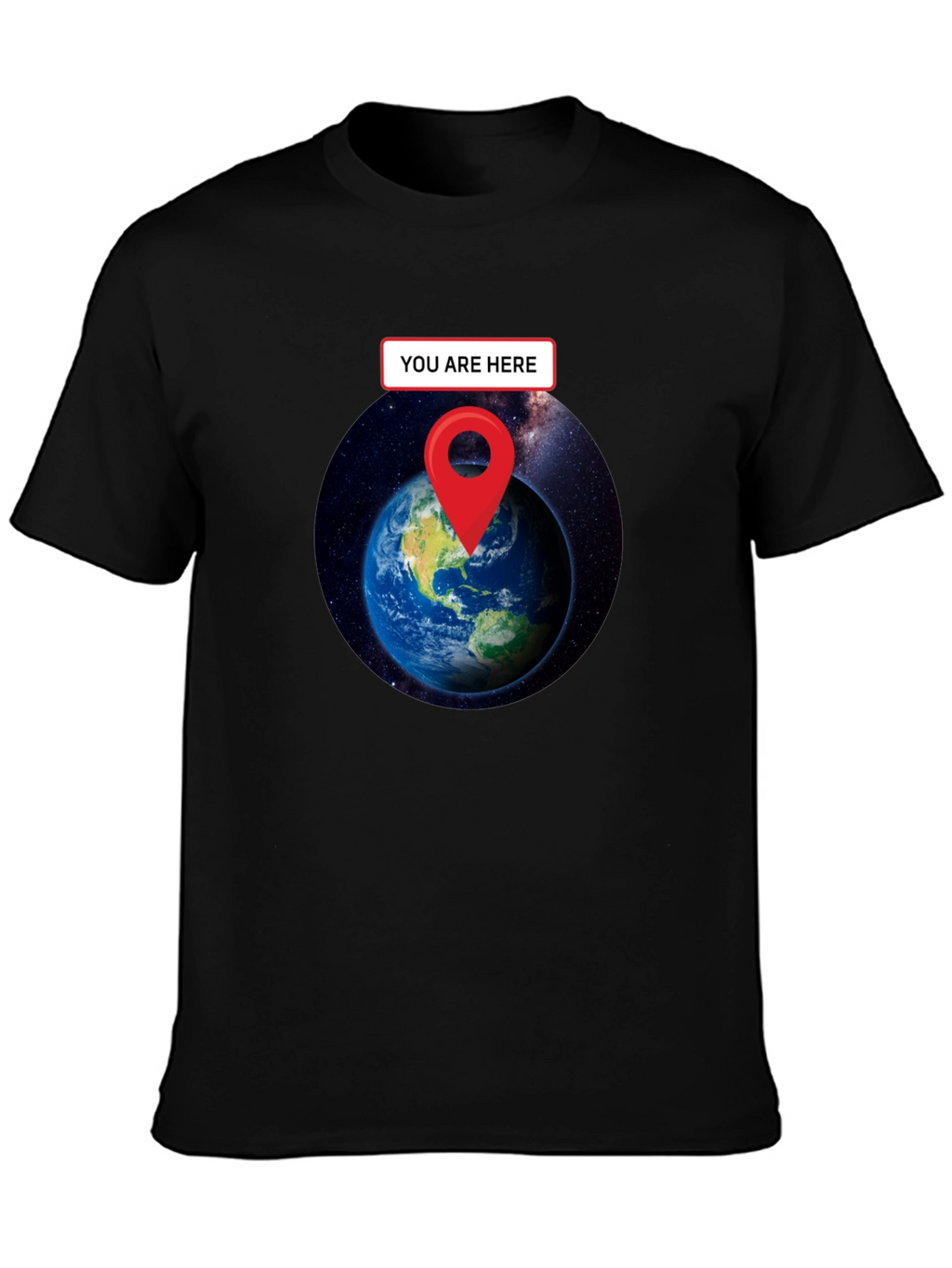 You Are Here Earth T-Shirt - Black Graphic Tee