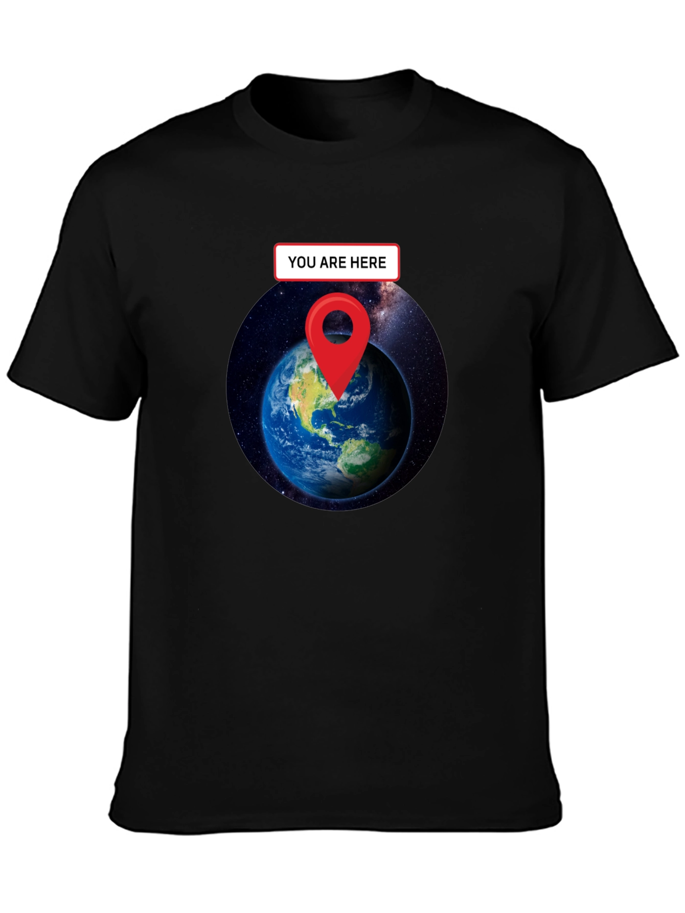 You Are Here Earth T-Shirt - Black Graphic Tee