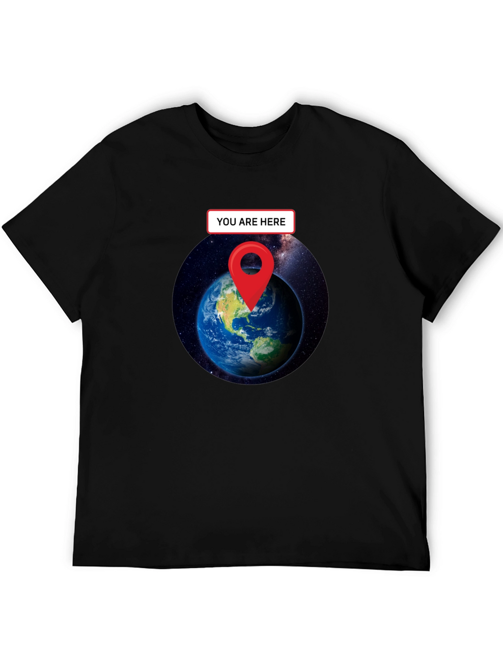 You Are Here Earth T-Shirt - Black Graphic Tee