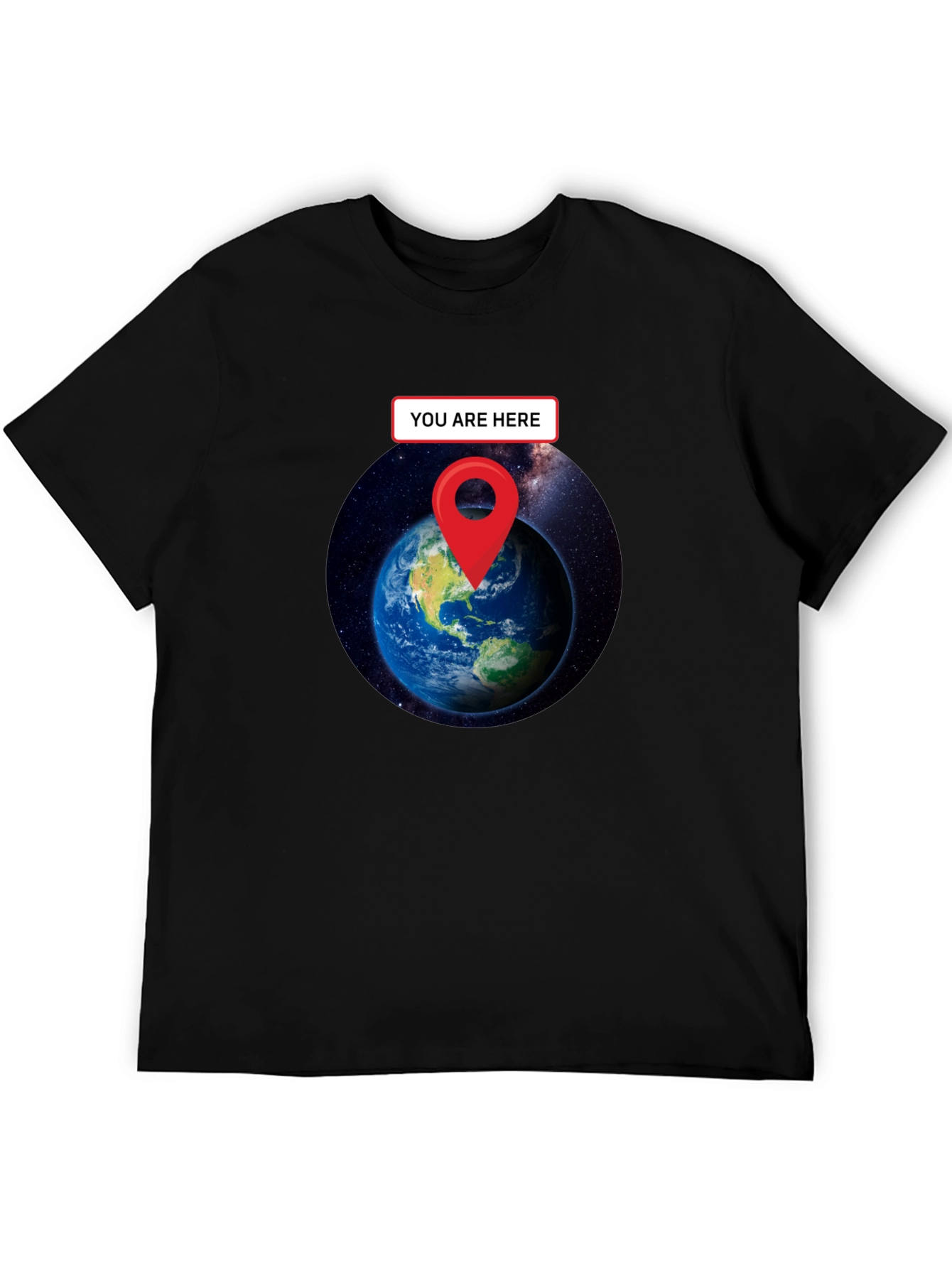 You Are Here Earth T-Shirt - Black Graphic Tee