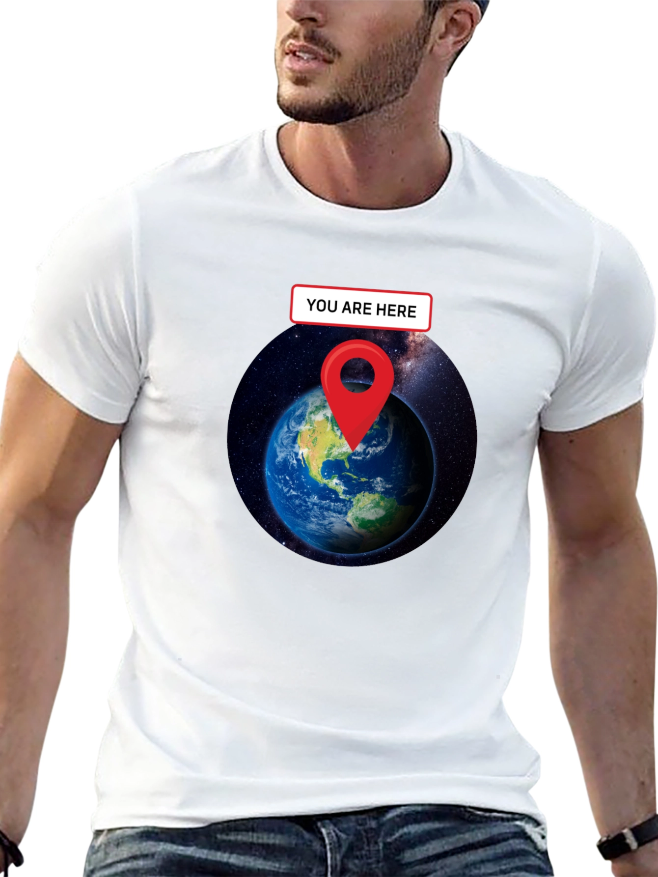 You Are Here Earth T-Shirt - Black Graphic Tee
