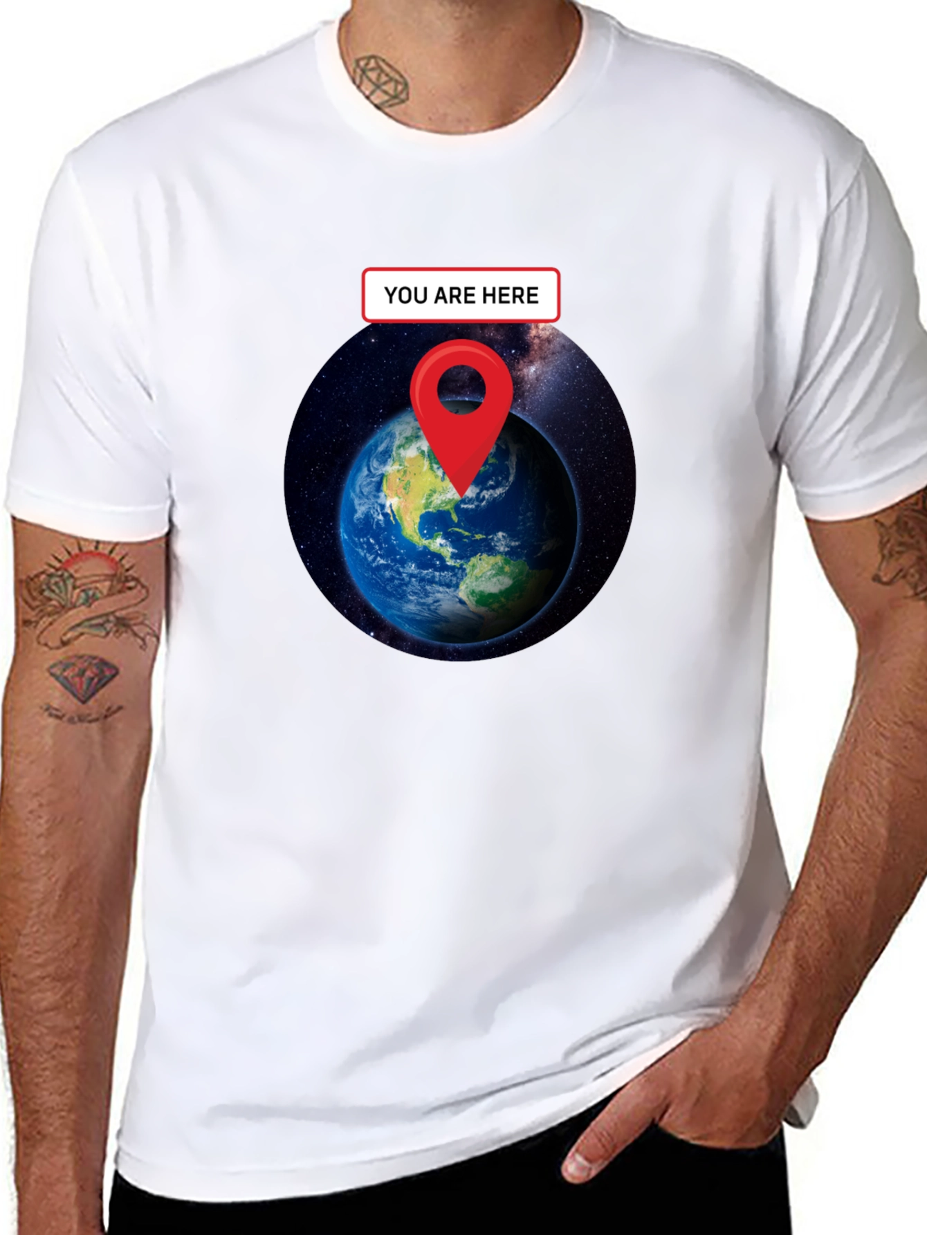 You Are Here Earth T-Shirt - Black Graphic Tee