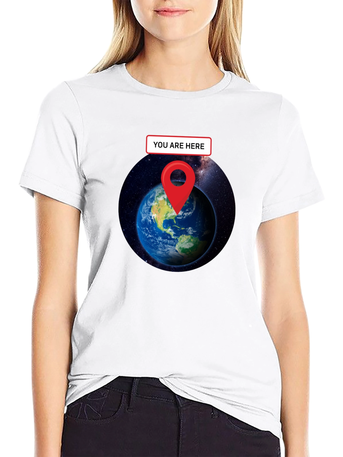 You Are Here Earth T-Shirt - Black Graphic Tee