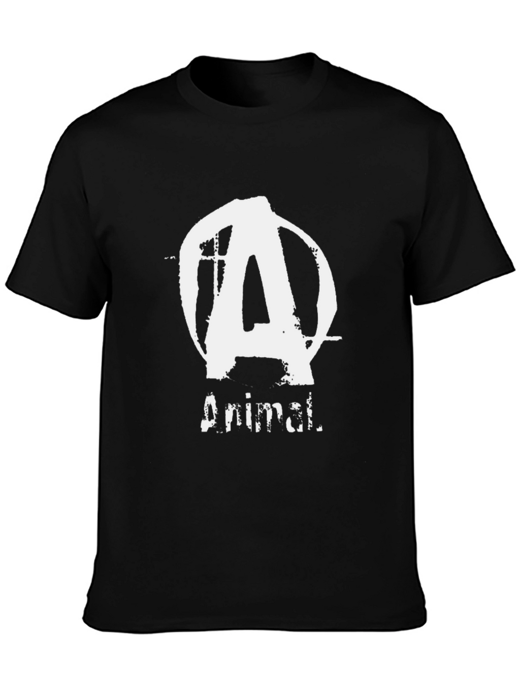 Animal T-Shirt - Black Cotton Tee with Distressed Logo