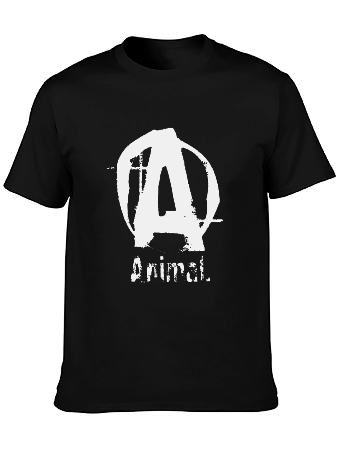 Animal T-Shirt - Black Cotton Tee with Distressed Logo