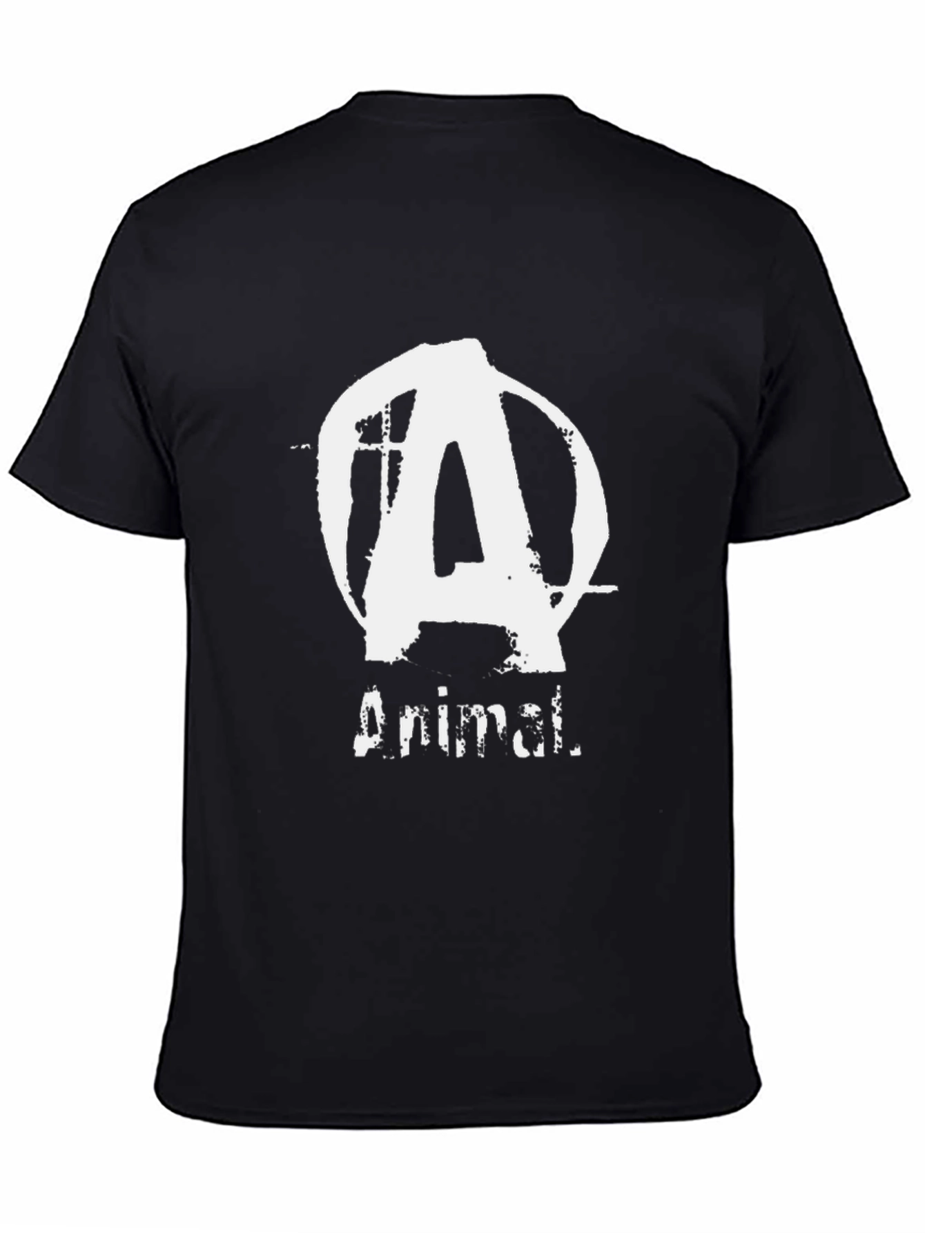 Animal T-Shirt - Black Cotton Tee with Distressed Logo