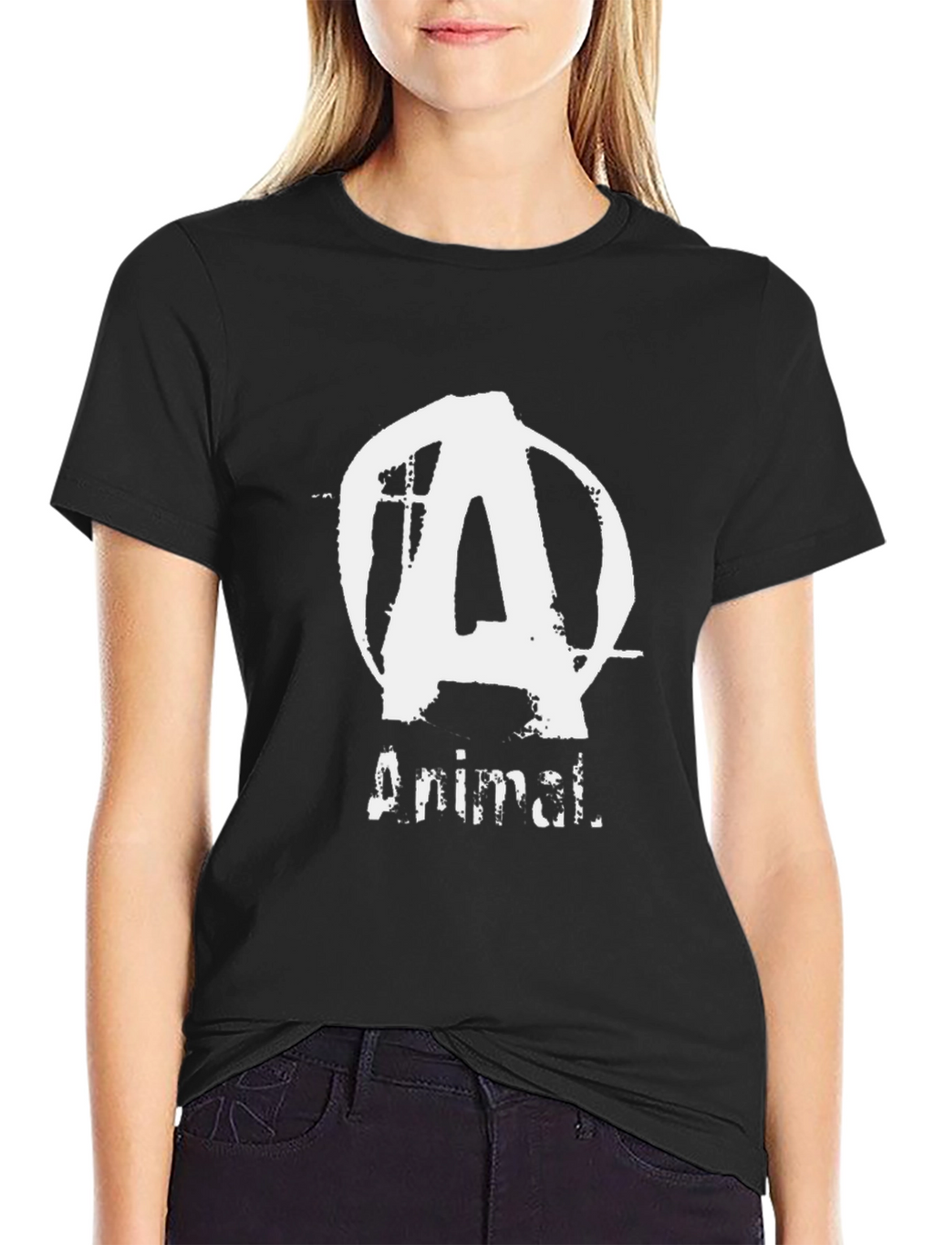 Animal T-Shirt - Black Cotton Tee with Distressed Logo
