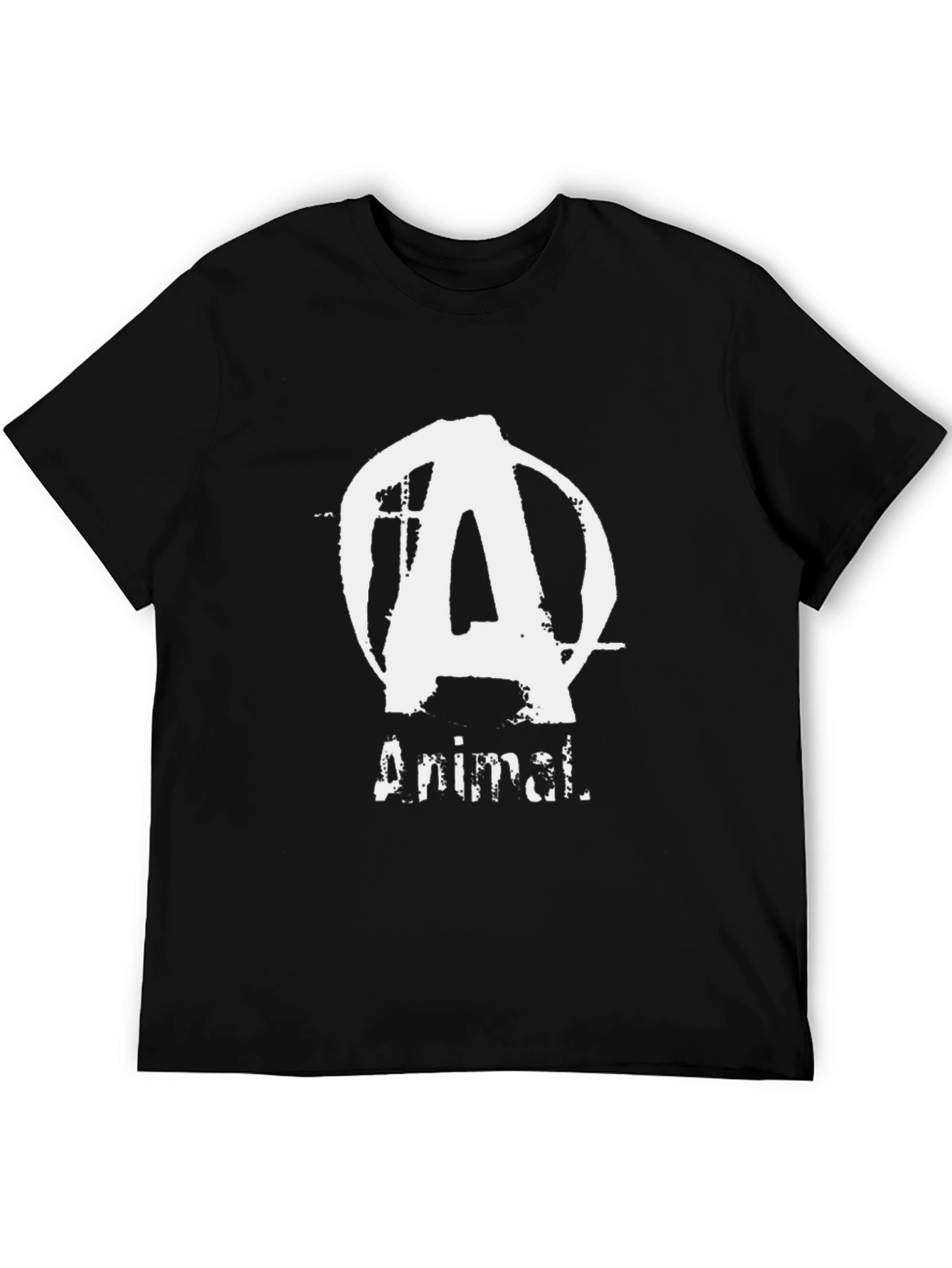 Animal T-Shirt - Black Cotton Tee with Distressed Logo