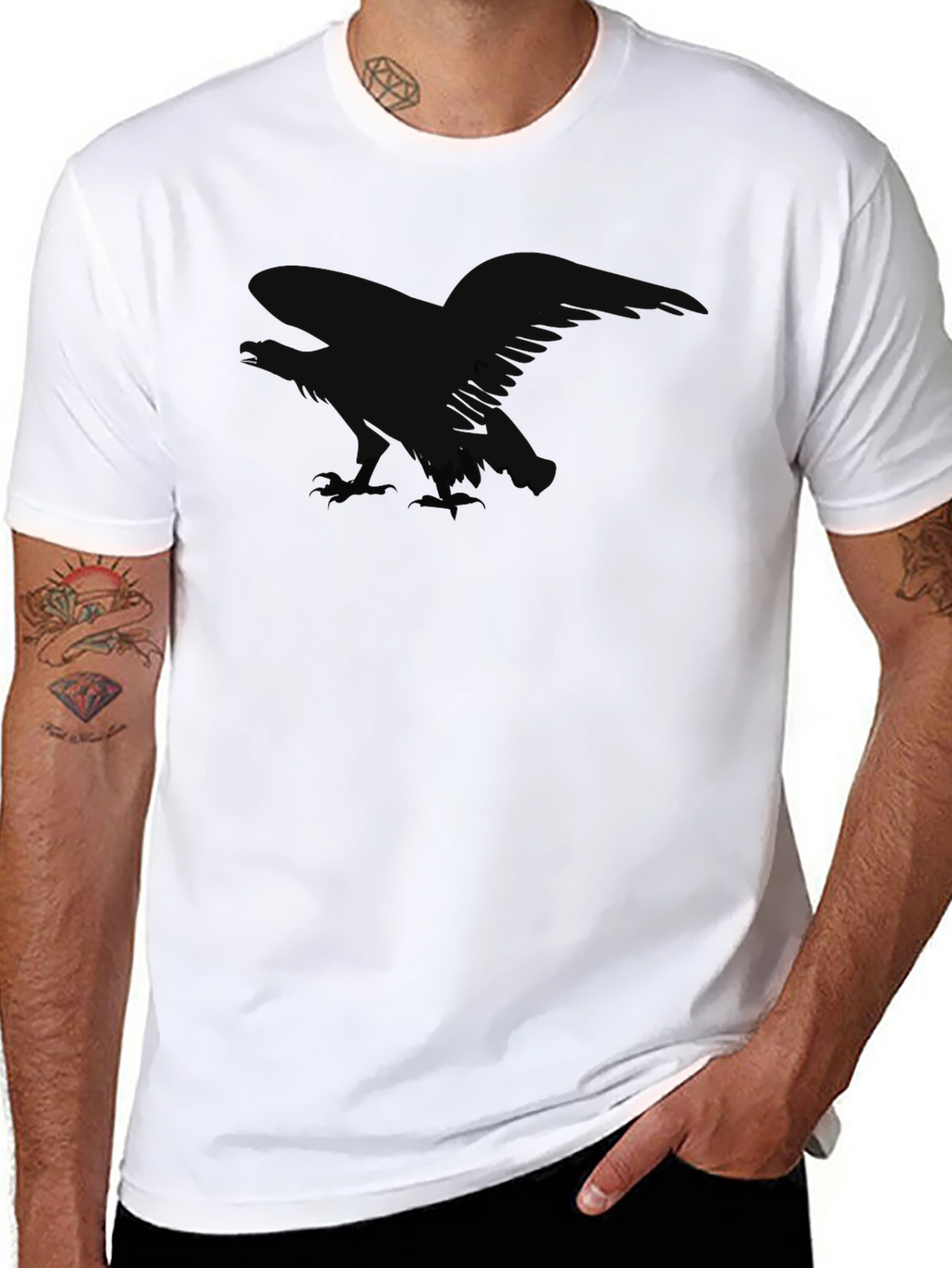 Mens Black Raven Graphic T-Shirt