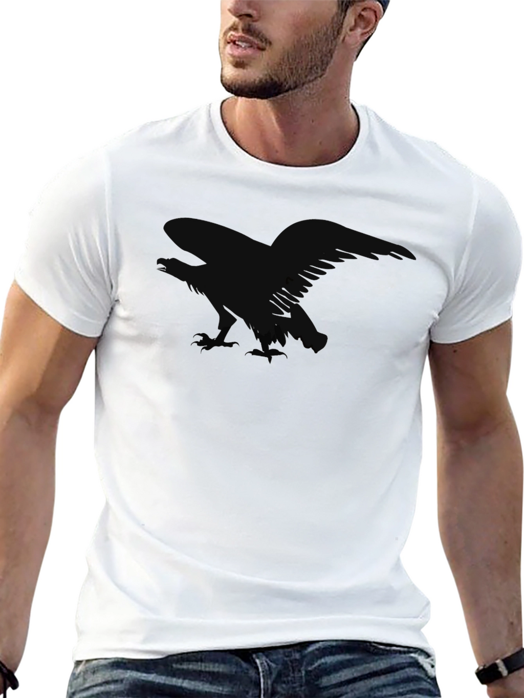 Mens Black Raven Graphic T-Shirt