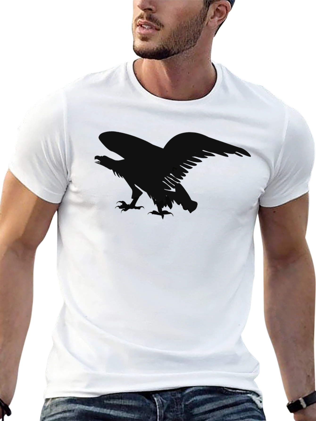 Mens Black Raven Graphic T-Shirt