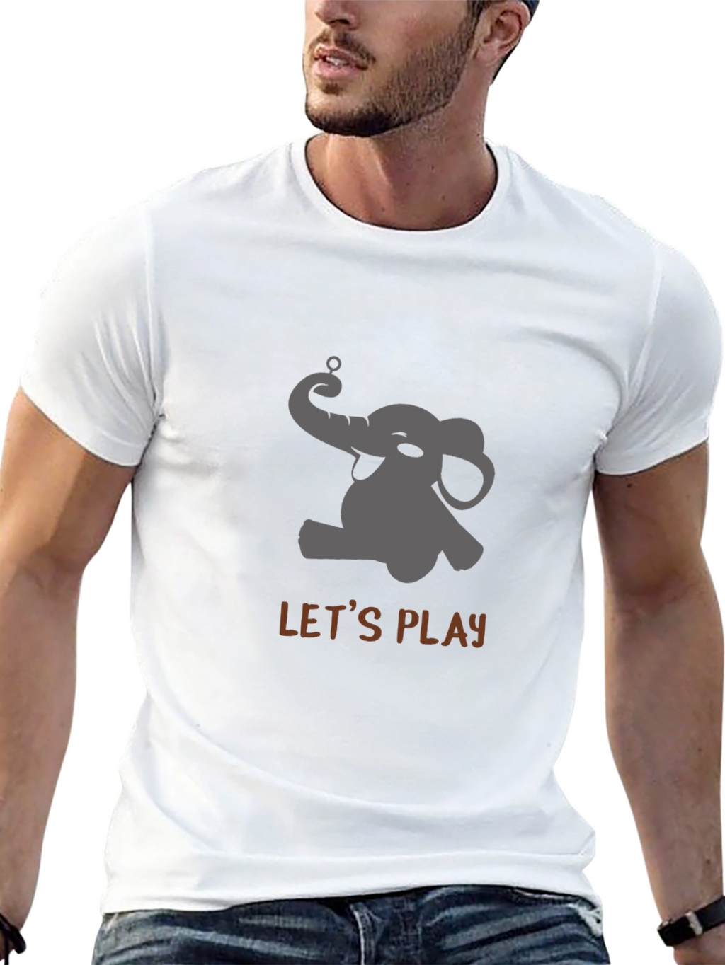 Playful Elephant Graphic Tee - Black Cotton Comfort