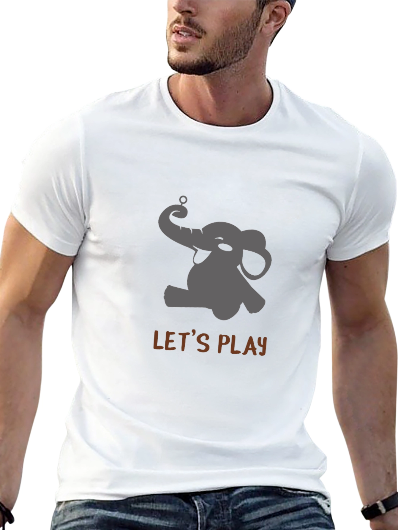 Playful Elephant Graphic Tee - Black Cotton Comfort