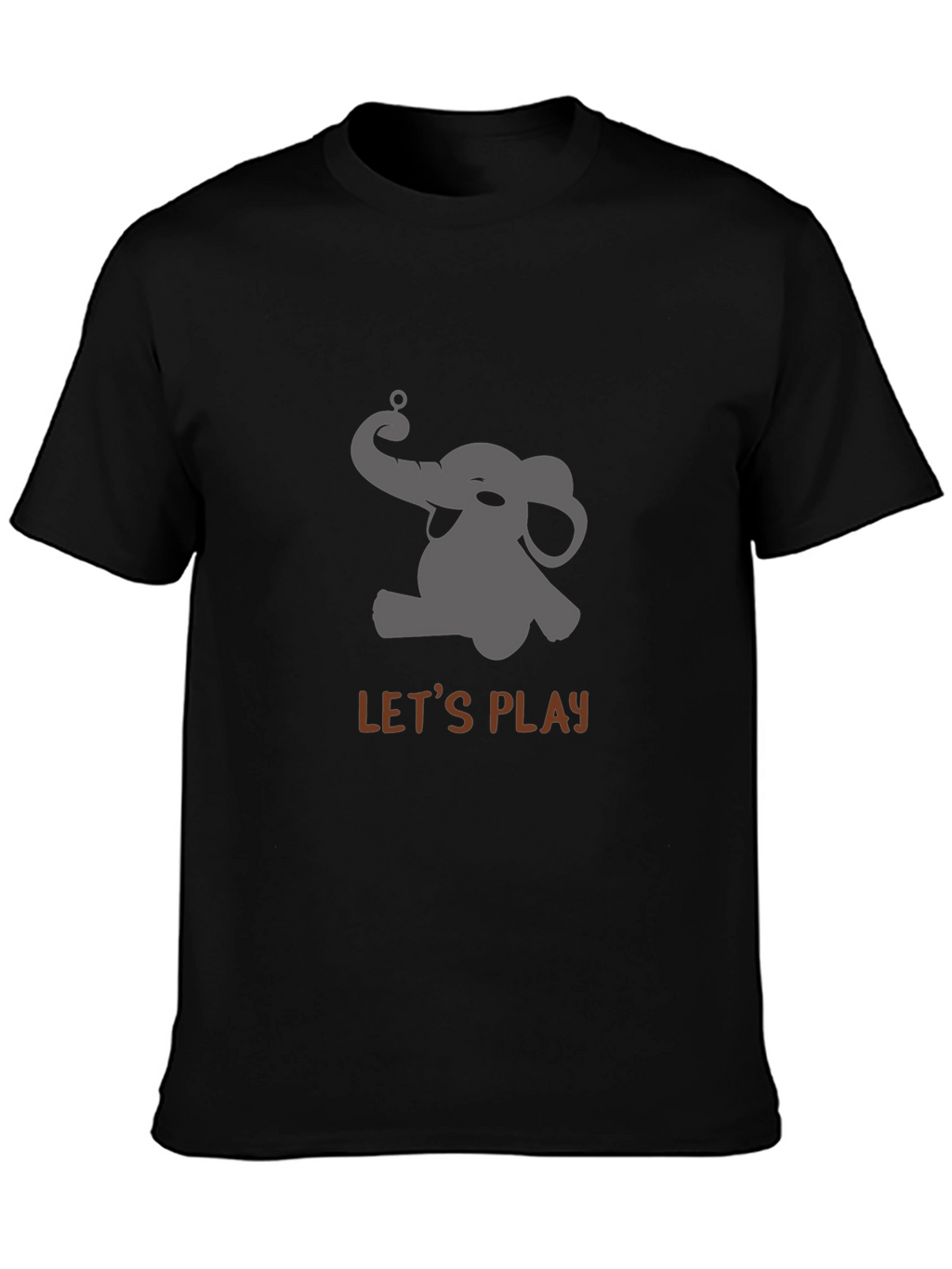 Playful Elephant Graphic Tee - Black Cotton Comfort