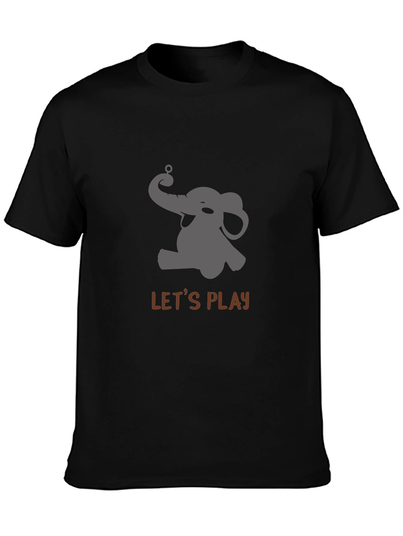Playful Elephant Graphic Tee - Black Cotton Comfort