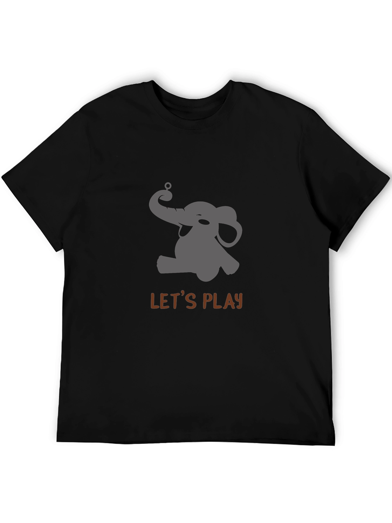 Playful Elephant Graphic Tee - Black Cotton Comfort
