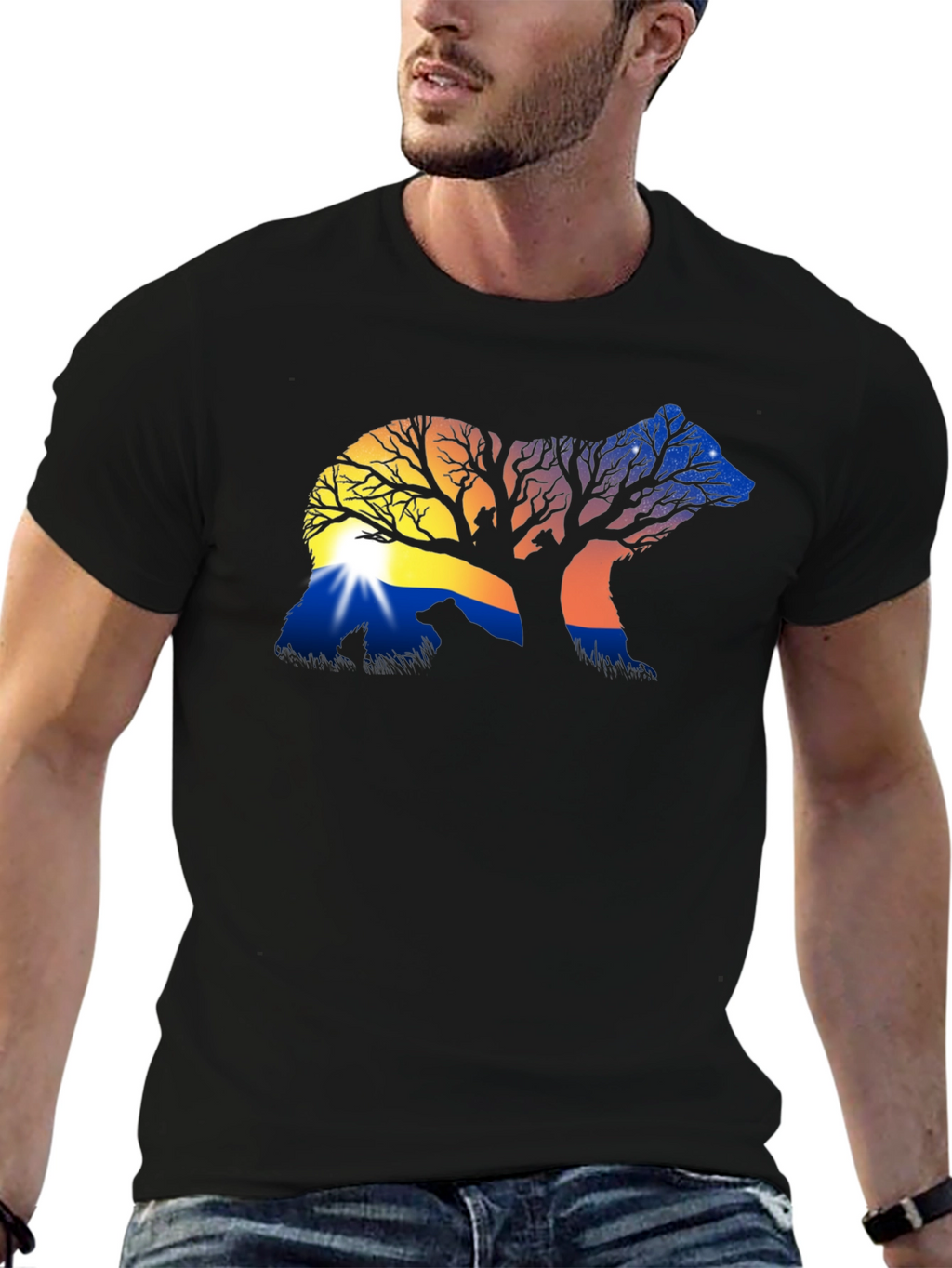 Nature Bear Silhouette Graphic Tee