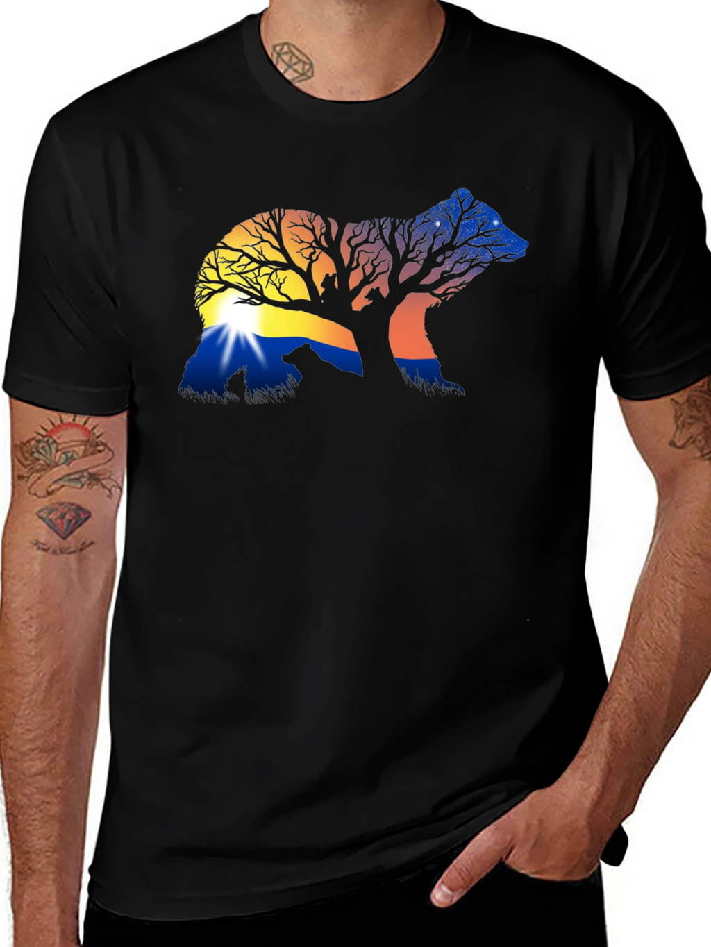Nature Bear Silhouette Graphic Tee