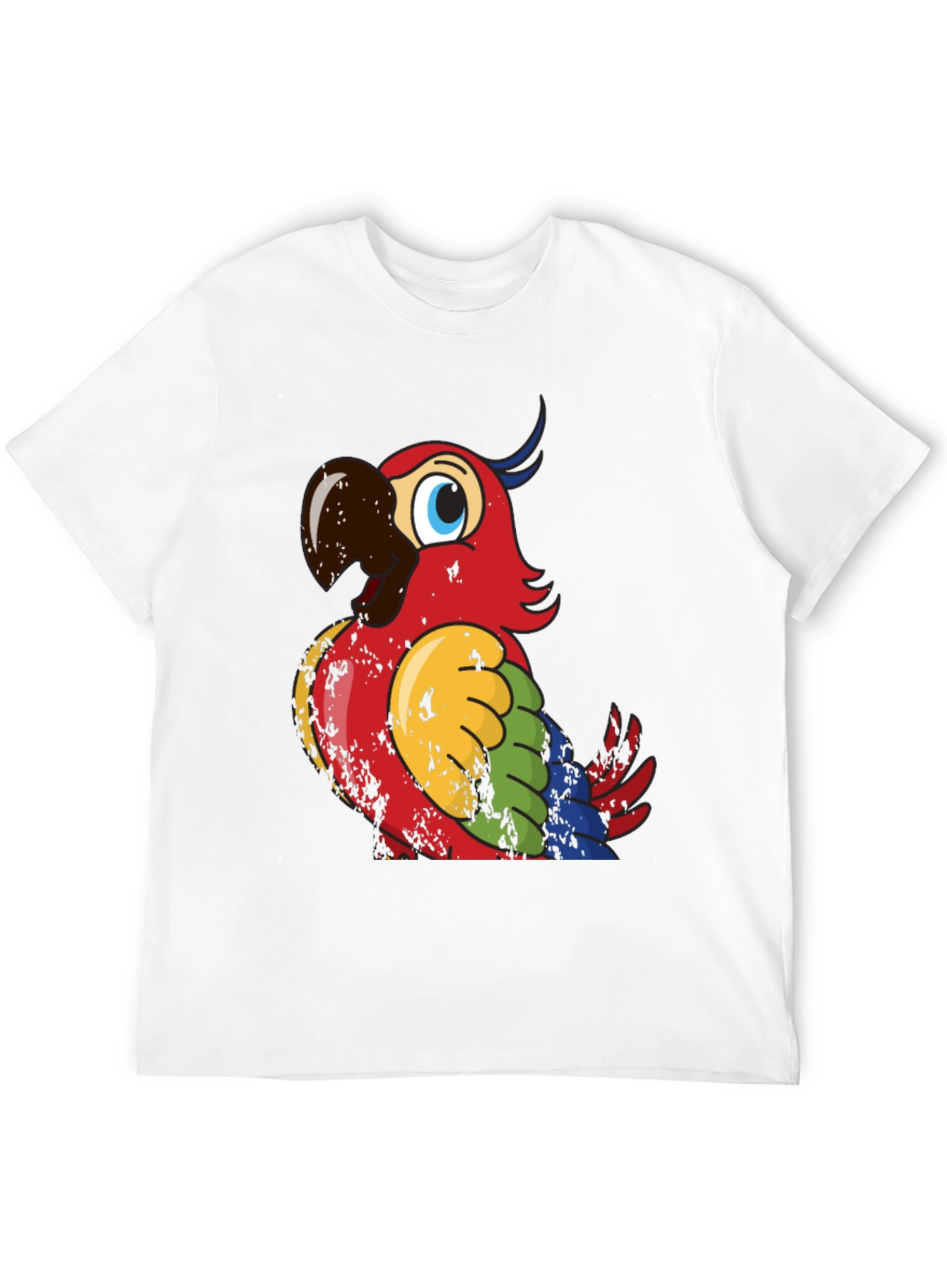 Colorful Parrot Graphic Black T-Shirt