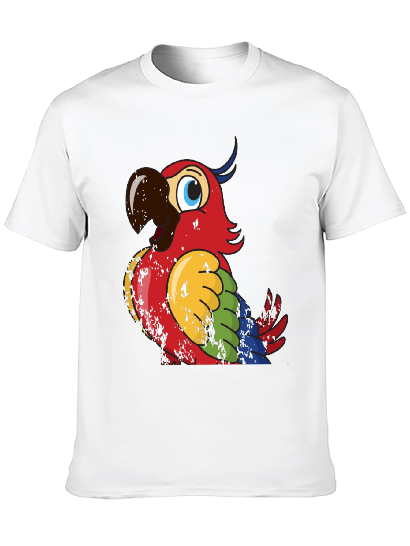 Colorful Parrot Graphic Black T-Shirt