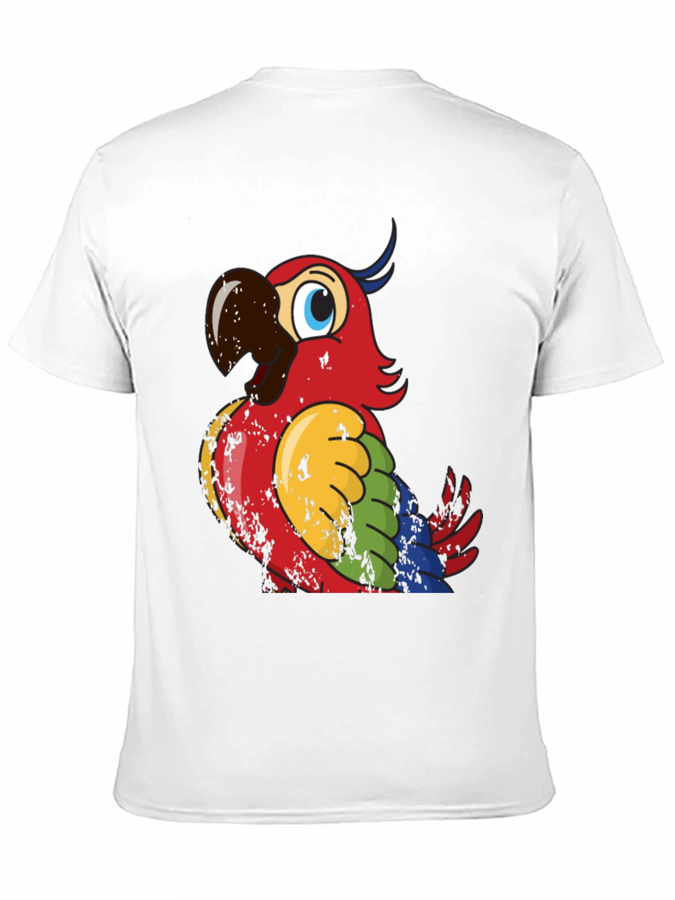 Colorful Parrot Graphic Black T-Shirt