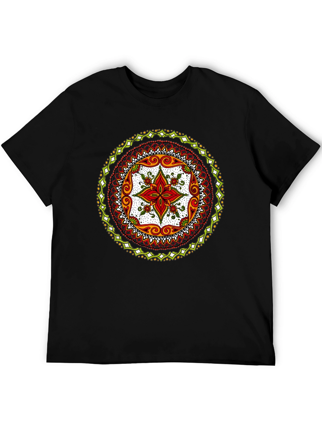 Mandala Print Black T-Shirt - Artistic Style