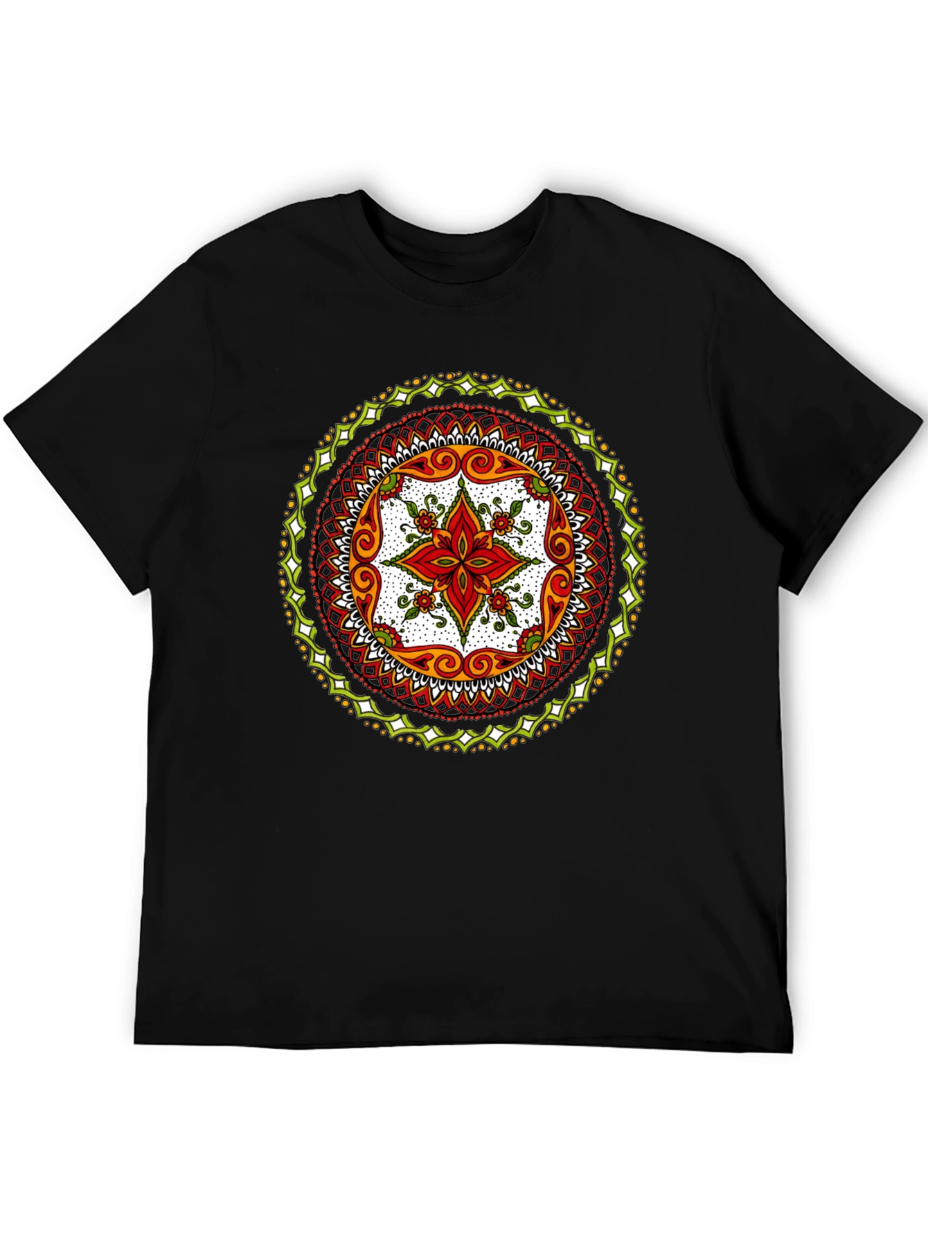 Mandala Print Black T-Shirt - Artistic Style