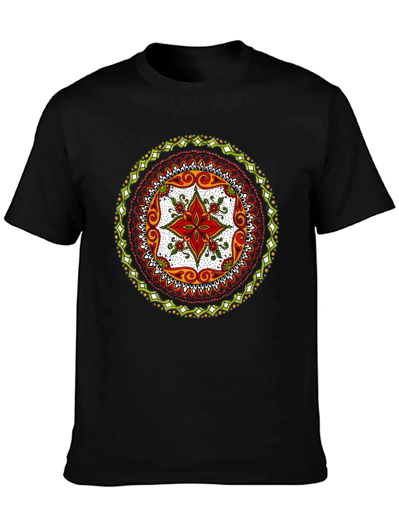 Mandala Print Black T-Shirt - Artistic Style
