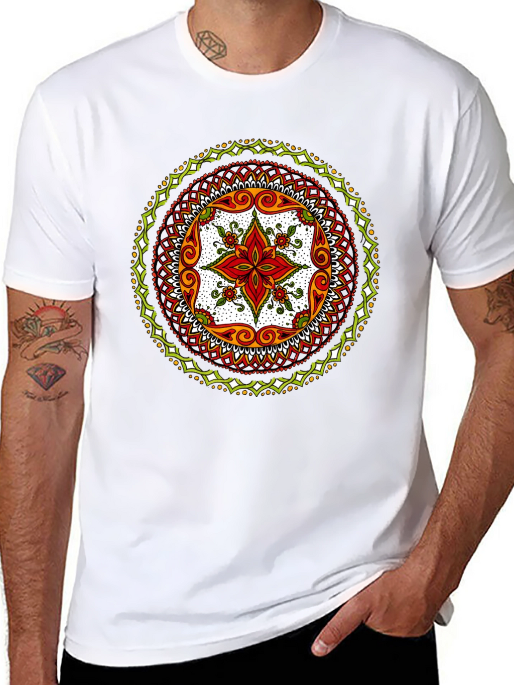 Mandala Print Black T-Shirt - Artistic Style
