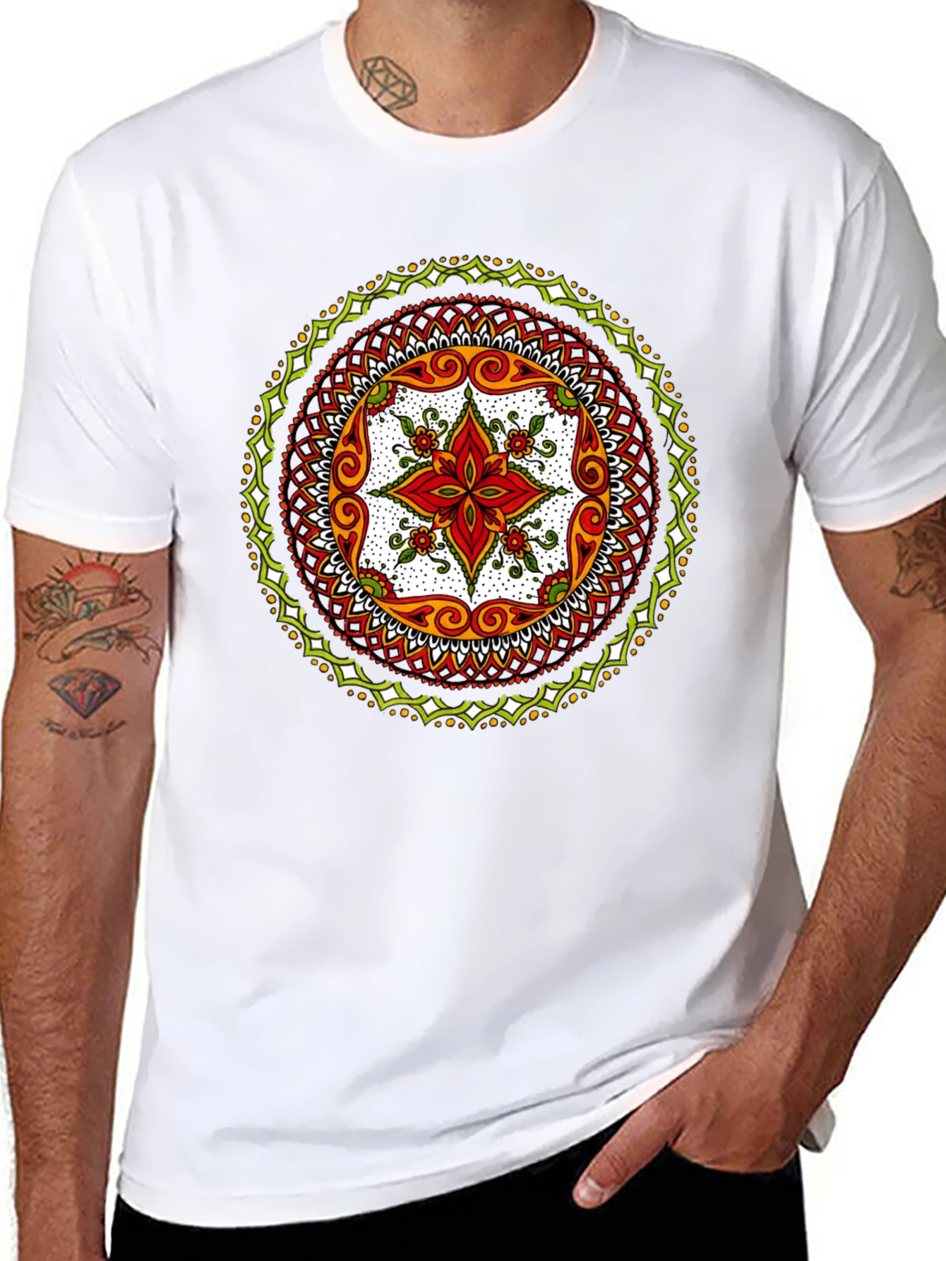 Mandala Print Black T-Shirt - Artistic Style