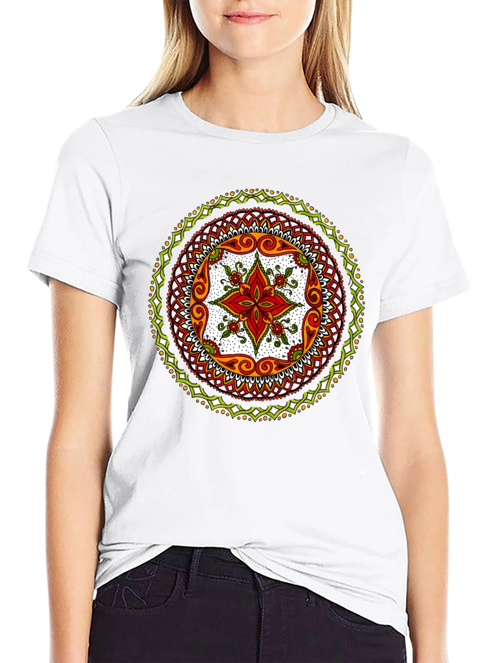 Mandala Print Black T-Shirt - Artistic Style