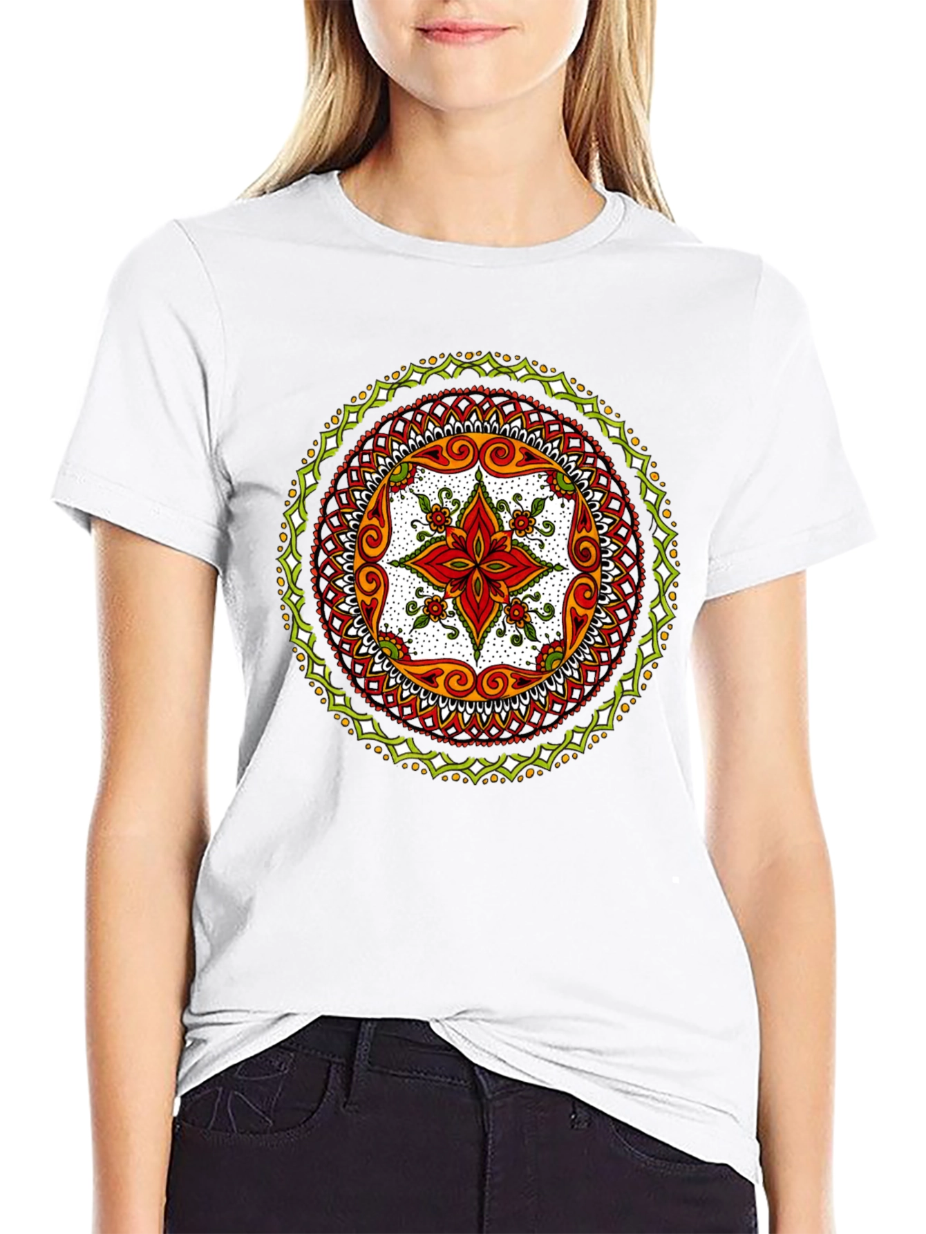 Mandala Print Black T-Shirt - Artistic Style