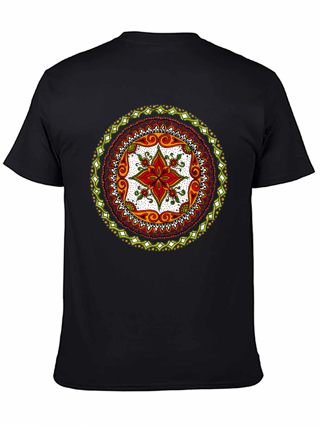 Mandala Print Black T-Shirt - Artistic Style