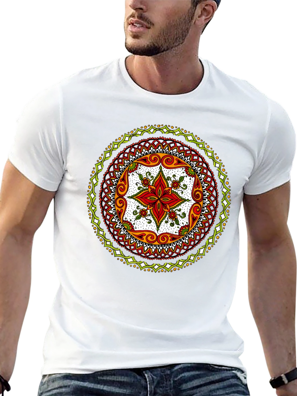 Mandala Print Black T-Shirt - Artistic Style