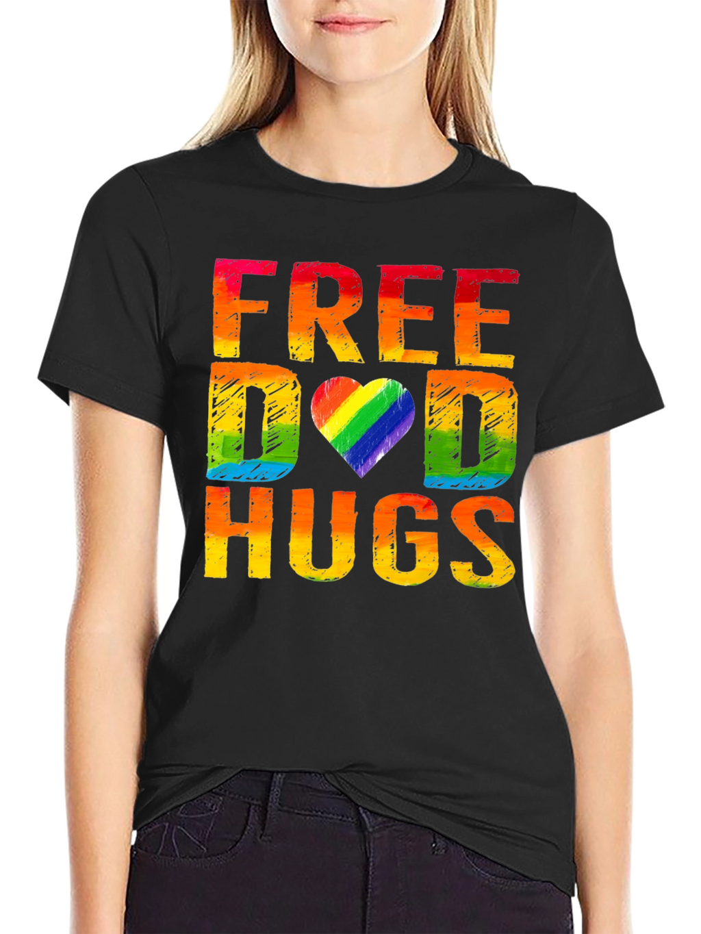 Free Dad Hugs Rainbow Pride T-Shirt