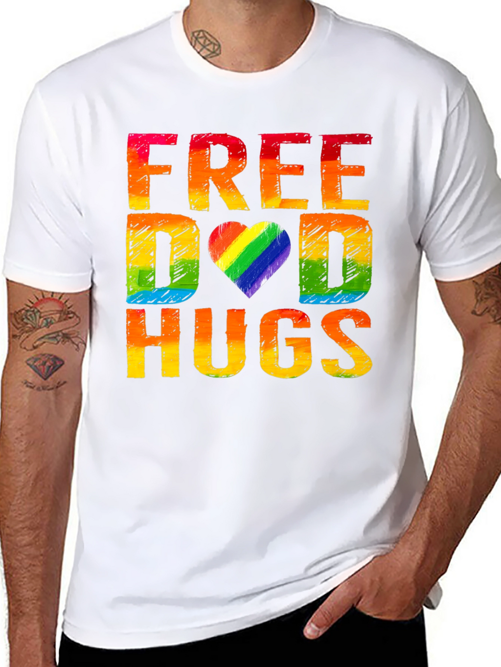 Free Dad Hugs Rainbow Pride T-Shirt