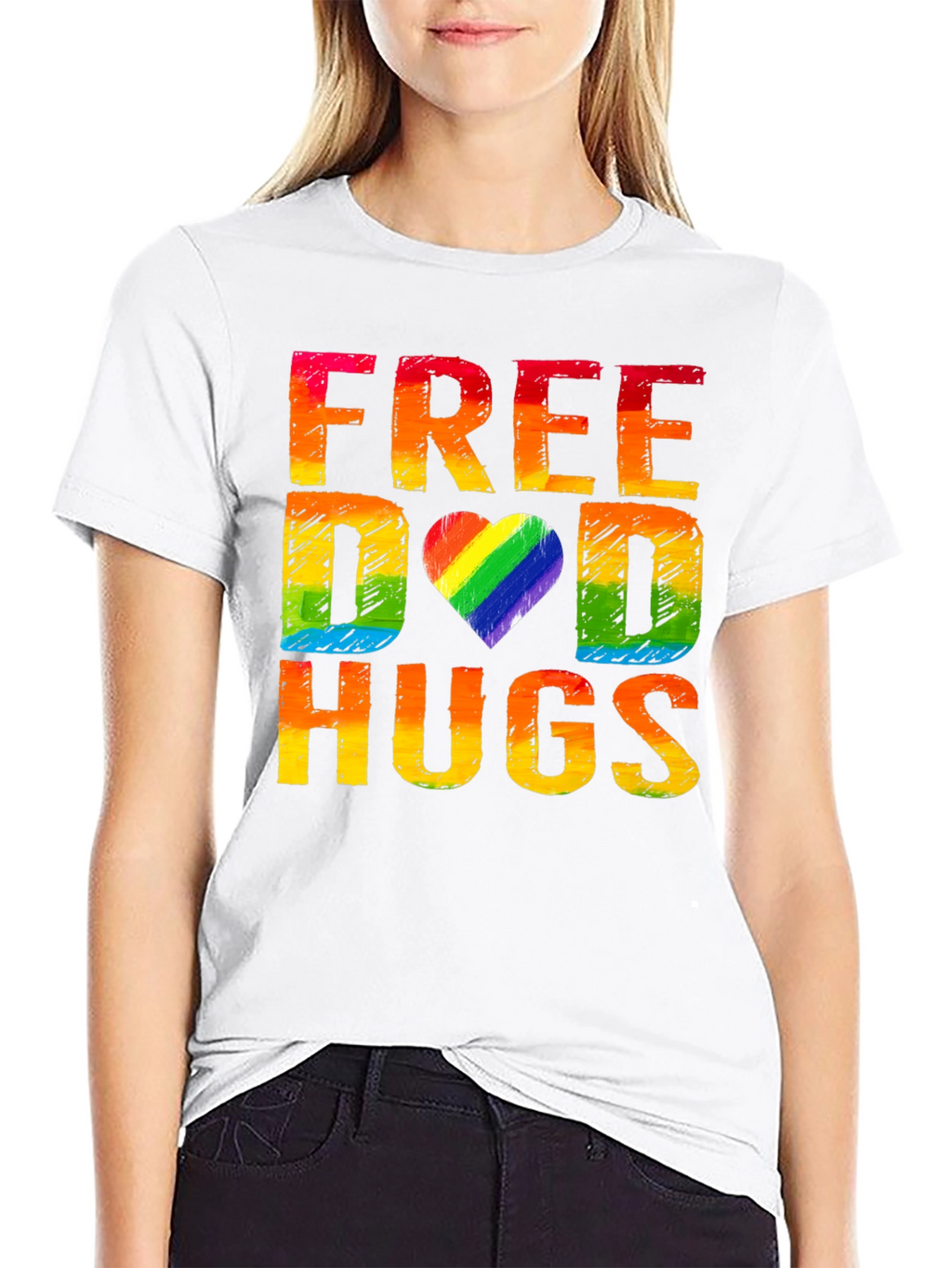 Free Dad Hugs Rainbow Pride T-Shirt