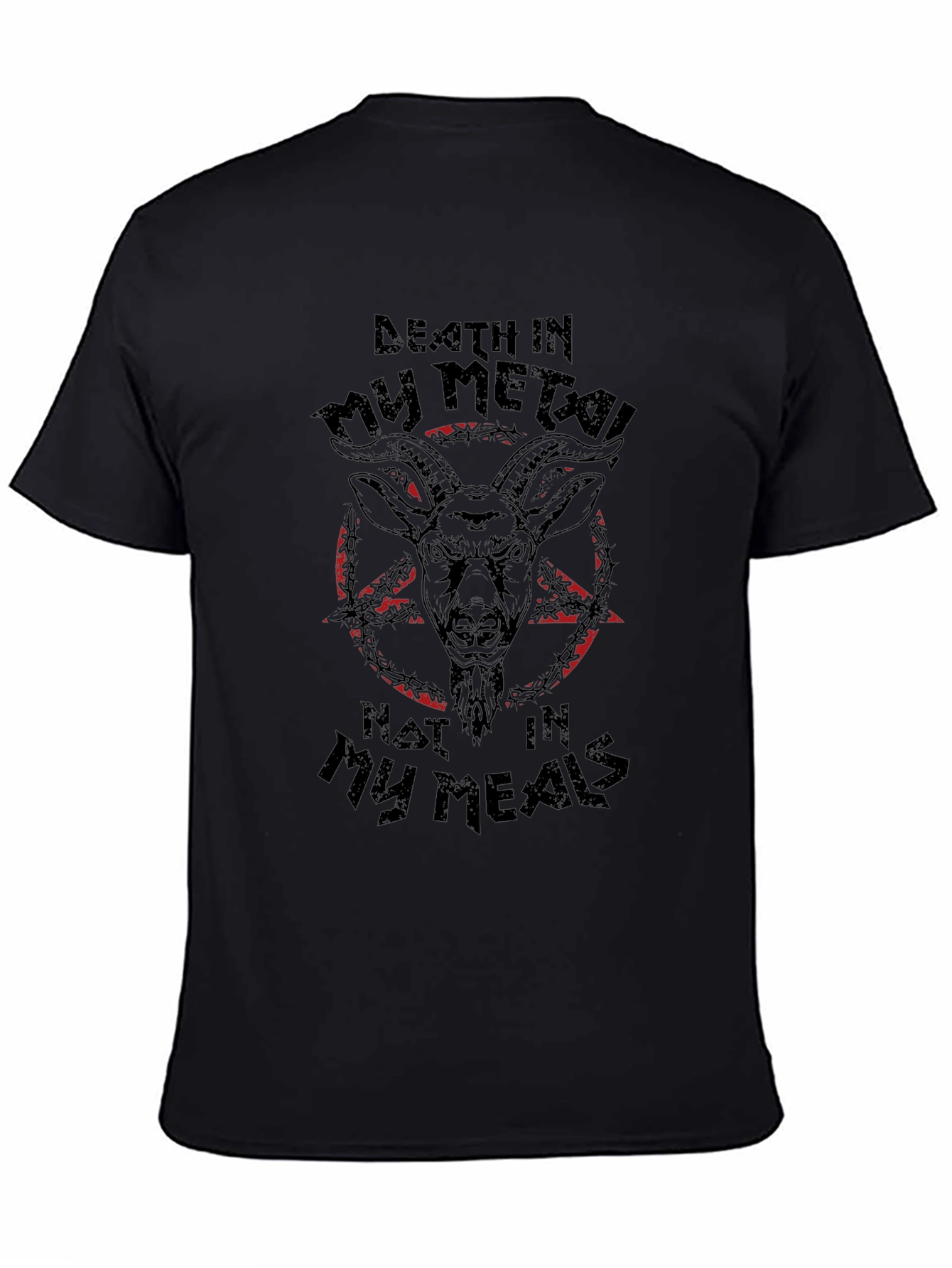 Death Metal Goat Graphic Tee - Black T-Shirt