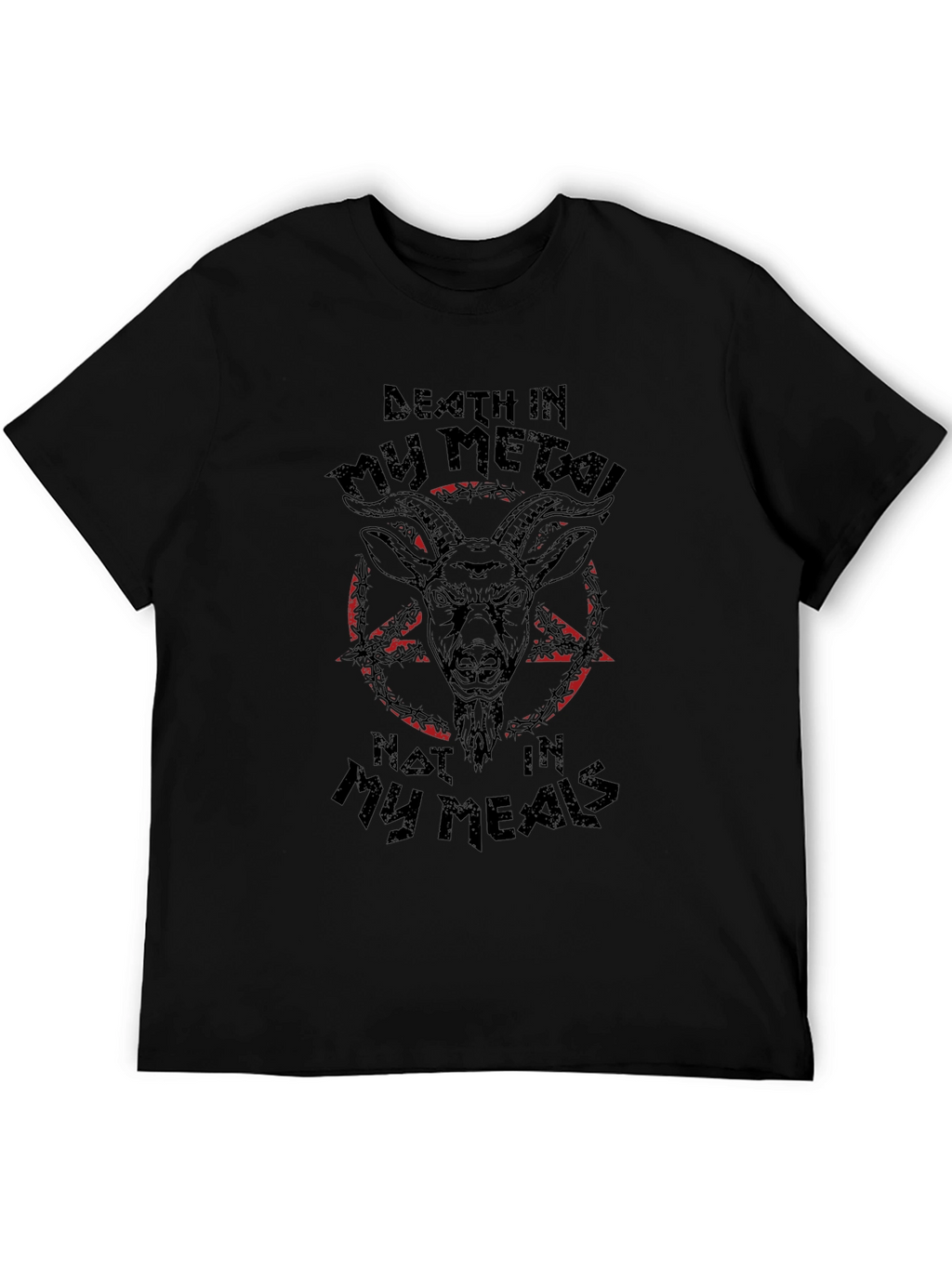 Death Metal Goat Graphic Tee - Black T-Shirt