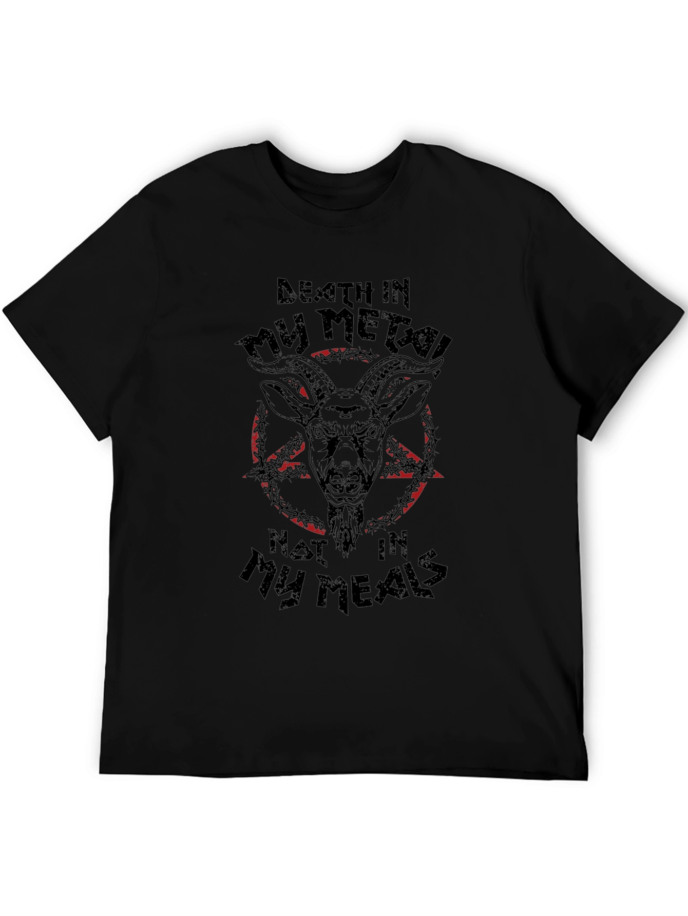 Death Metal Goat Graphic Tee - Black T-Shirt