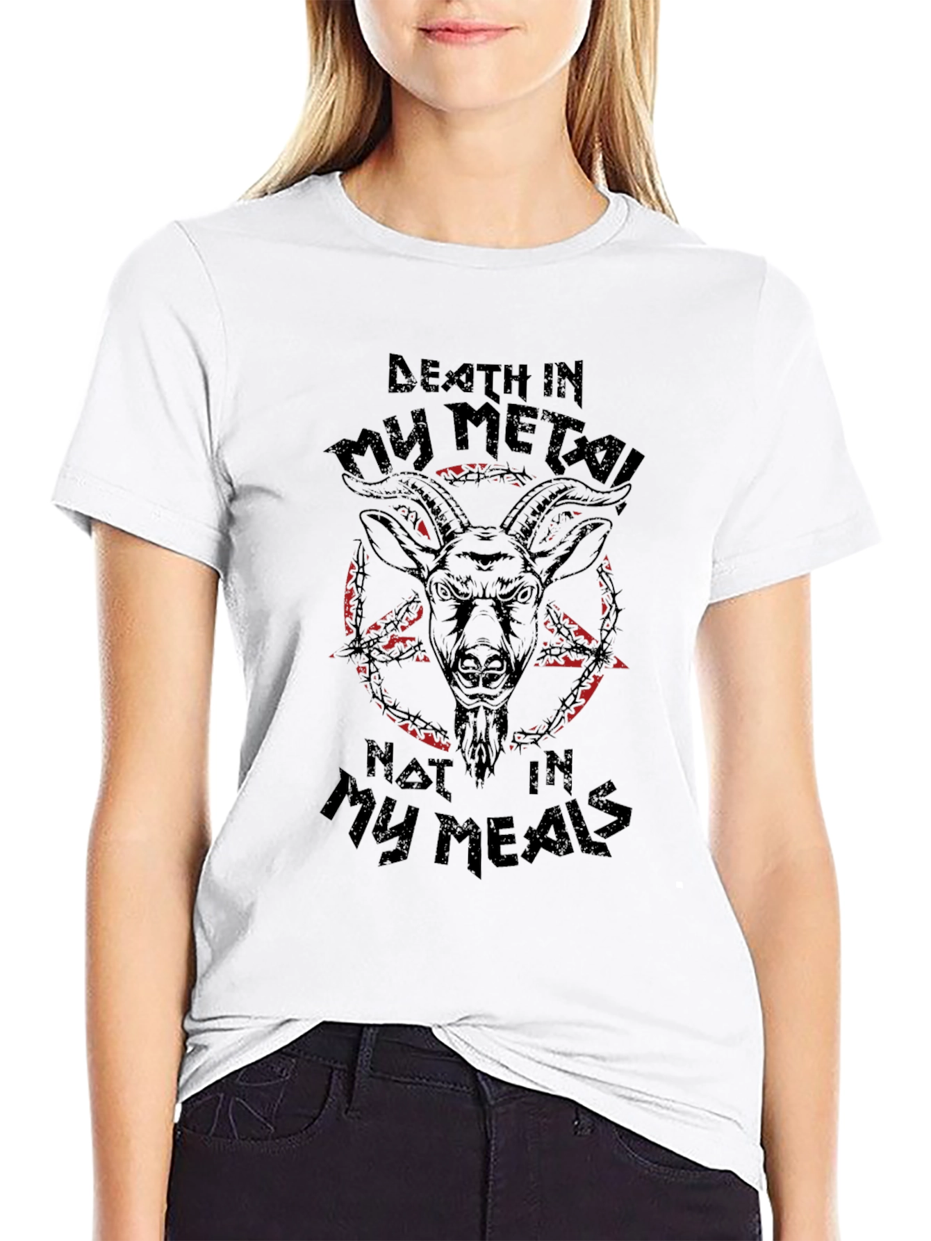 Death Metal Goat Graphic Tee - Black T-Shirt