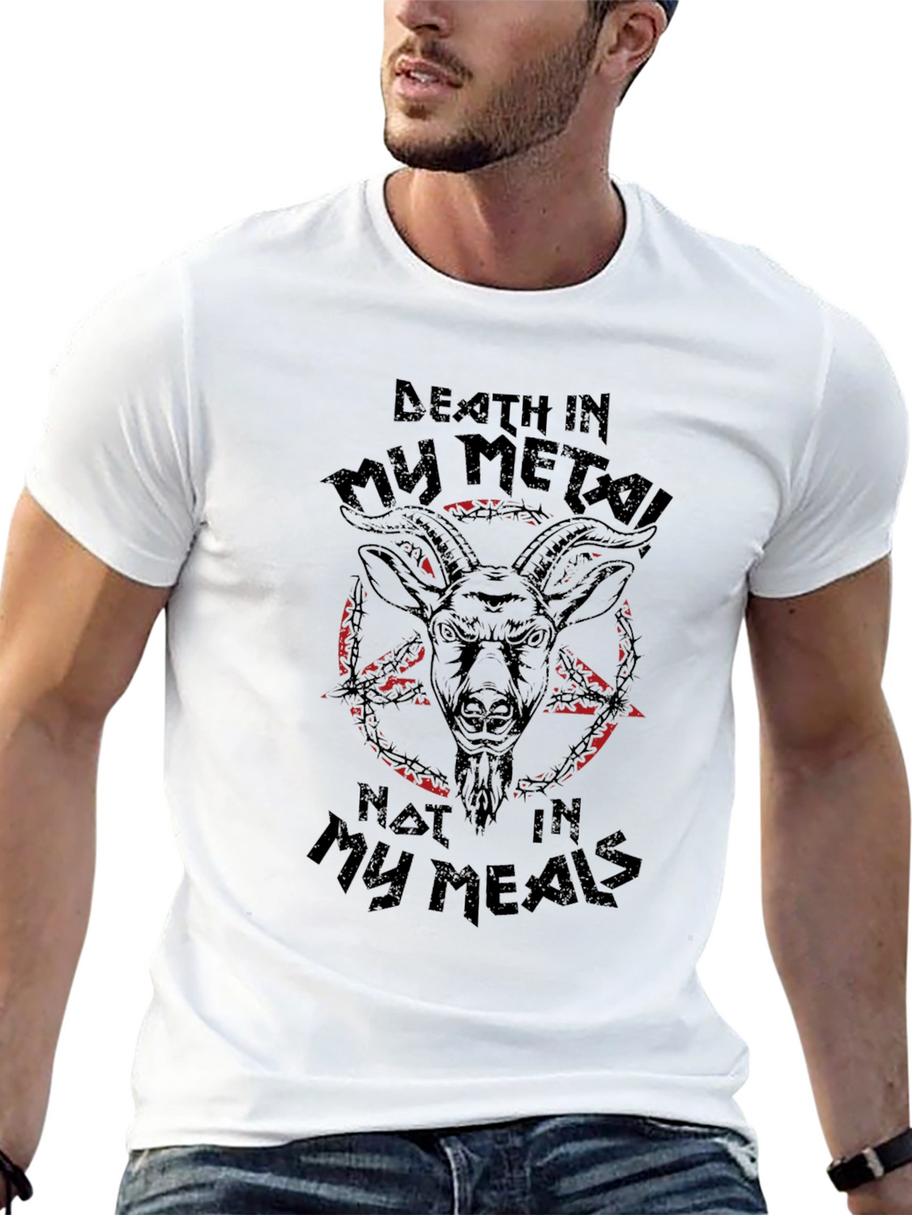 Death Metal Goat Graphic Tee - Black T-Shirt