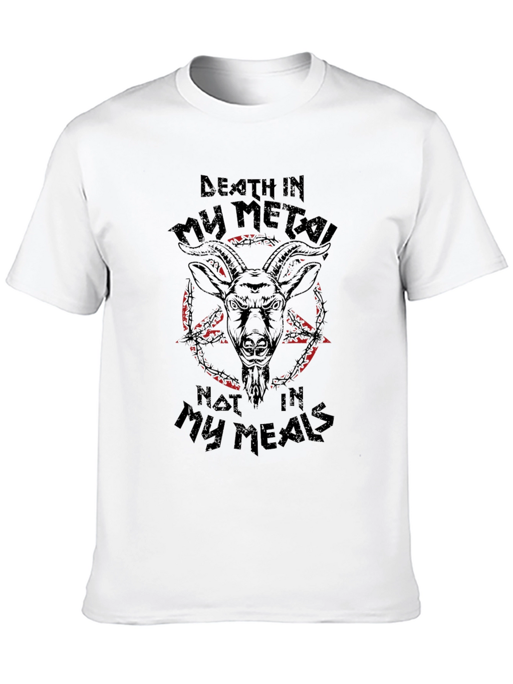 Death Metal Goat Graphic Tee - Black T-Shirt