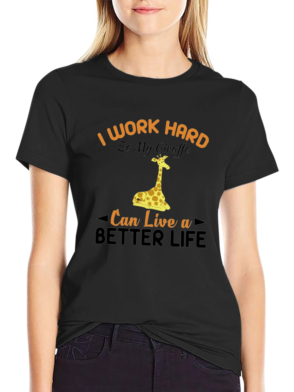 I Work Hard Giraffe Graphic Tee