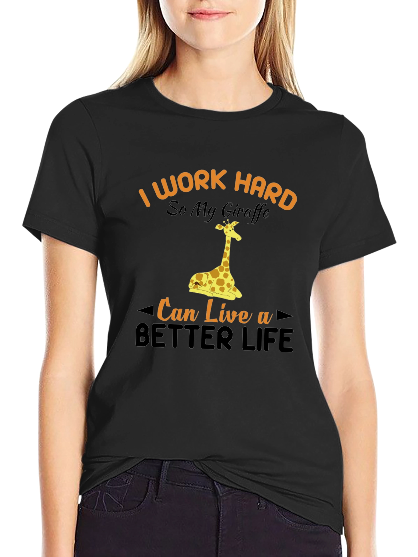 I Work Hard Giraffe Graphic Tee